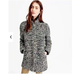 J. Crew Boucle Grey/Black Speckled Lodge Coat